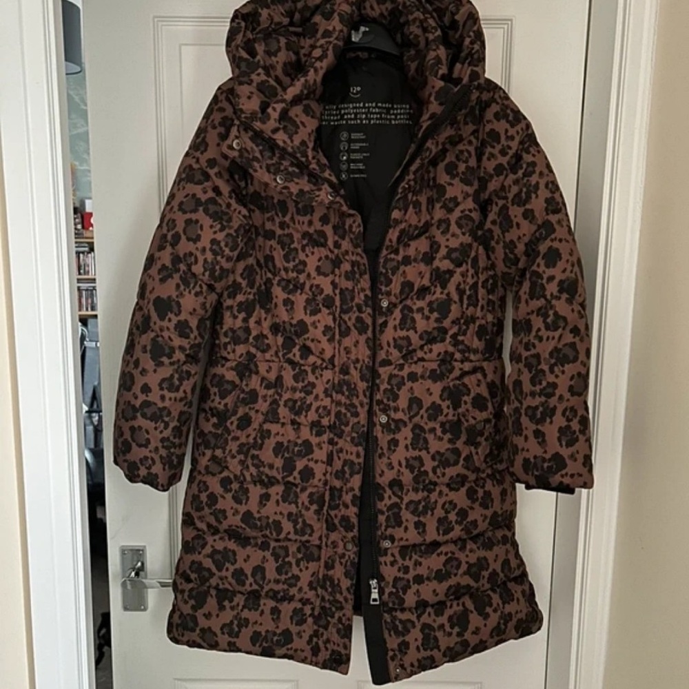 Next Brown and Black Leopard Puffer Jacket